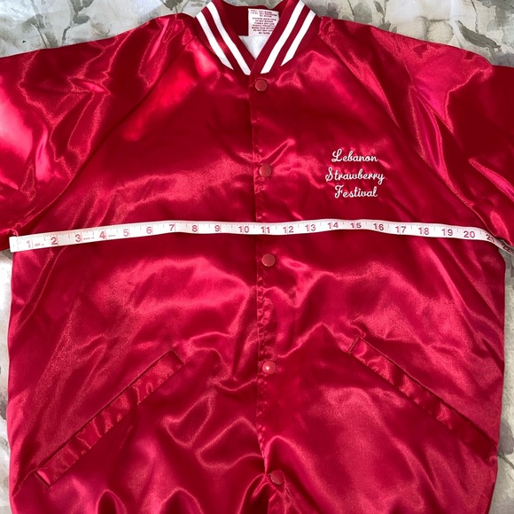 Vintage 80s Red Satin Varsity Jacket Cardinal USA - Picture 16 of 16